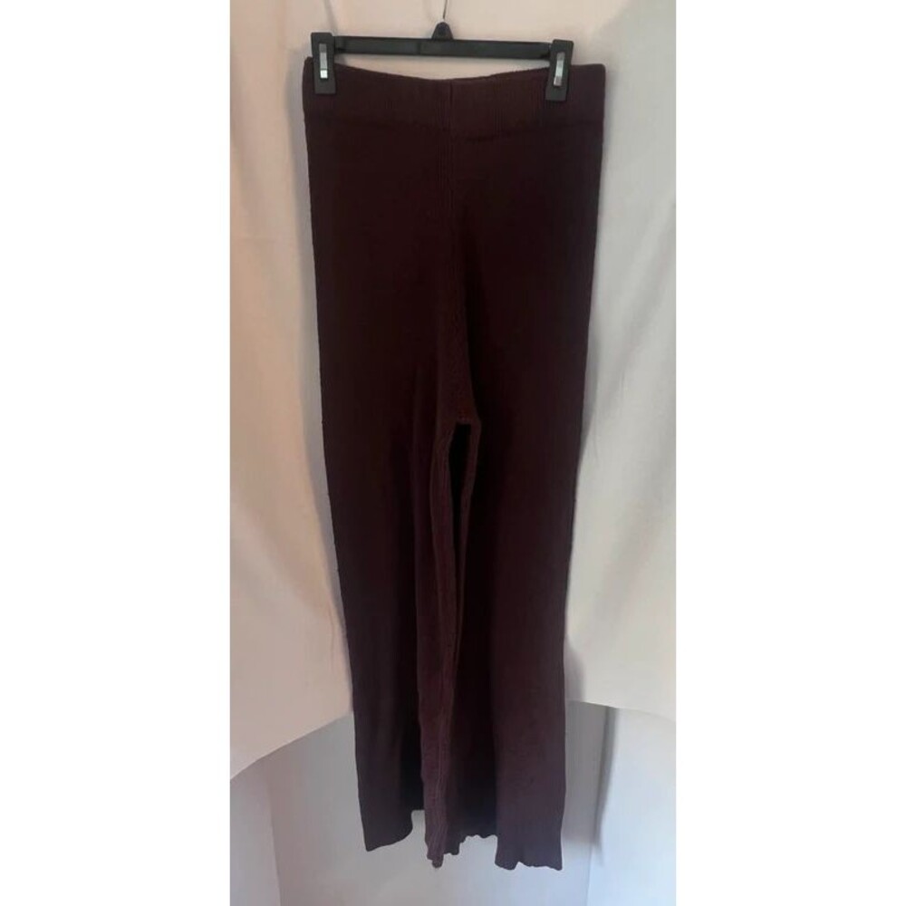 FP Beach (Free People) Textured Knit Wide-Leg Pants – Chocolate Brown